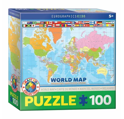 EUROGRAPHICS Puzzle Weltkarte, 100 Puzzleteile
