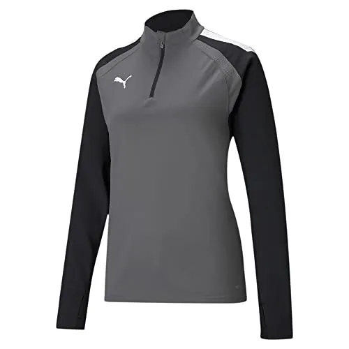 Puma teamLIGA Quarter-Zip Fußballtrikot Damen grau schwarz Gr S - Sportjacke für Damen mit modernem Design und funktionaler dryCELL-Technologie, die Feuchtigkeit ableitet und für optimalen Tragekomfort sorgt.