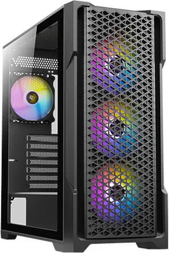 ANTEC AX-Serie AX90 Mid-Tower ATX-Gaming-Gehäuse - PC-Gehäuse mit High-Airflow-Mesh-Frontplatte, 4 x 120-mm-ARGB-Lüftern und gehärtetem Glas für optimale Kühlung und stylisches Design.
