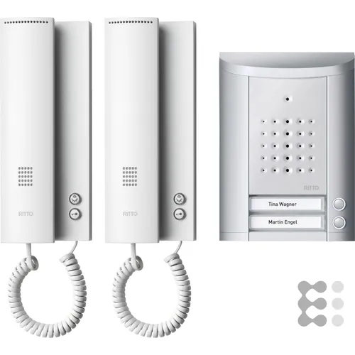 Ritto by Schneider Türsprechanlage Kabelgebunden Komplett-Set 1841220 - für 2-Familienhäuser, elegantes Silber-Design und einfache Installation
