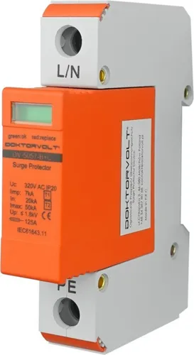 Überspannungsschutz 1P 20-50kA Klasse T1 T2 Blitzschutz Doktorvolt 5057