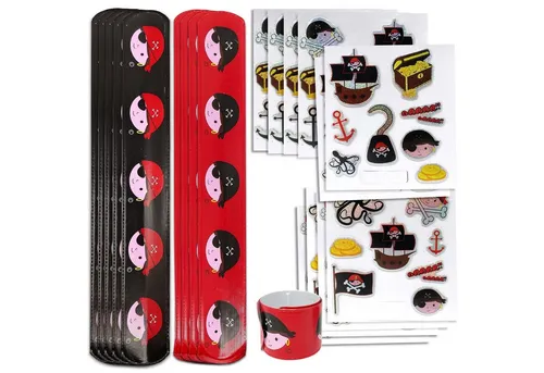 AMLI Armband Pirat Schnapparmband Sticker Set, Knickarmbänder und Aufkleber Piraten 10er Set Astro
