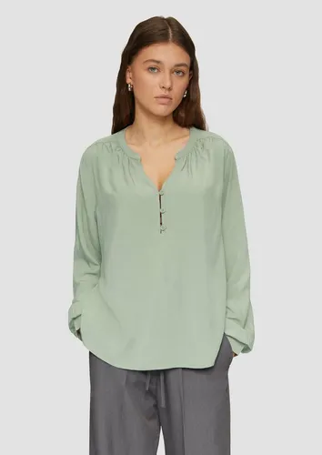 QS Langarmbluse mit Raffung - Elegante Viskose-Bluse mit raffinierter Raffung: Ideal für stylische Looks im Alltag. Vielseitig kombinierbar für jeden Anlass – ob lässig oder schick, diese Bluse wird dein neues Lieblingsstück!