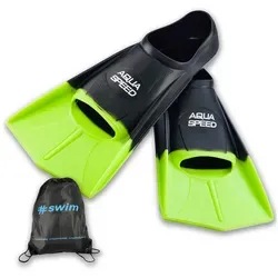 Aqua Speed Flosse Kurze Trainingsflossen Hoher Vortrieb Perfekt für Schwimmtraining, Maximale Kraftübertragung durch verstärkte Seitenelemente grün|schwarz 41/42