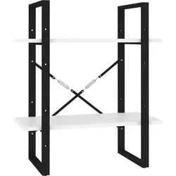 vidaXL Bücherregal 2 Fächer Weiß 60x30x70 cm - Regal aus robustem Holzwerkstoff, ideal für Bücher und Dekoration, verleiht jedem Raum einen industriellen Look und ist leicht zu reinigen.