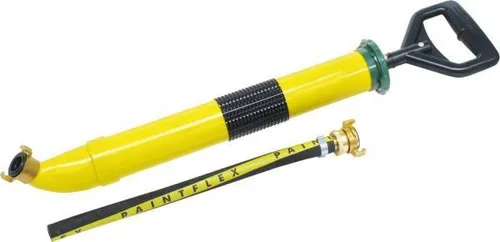 TRIUSO Handmörtelpumpe HMP6 - Winkel 30° rund mit Schlauch - Kleber & Mörtel für Fußböden, handlich und ohne Stromversorgung, ideal für Überkopf-Arbeiten mit Mörtel und Putzen bis 4 mm Korn.