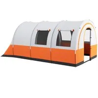 Furnicato Familienzelt Tunnelzelt Cremeweiß Orange 480x260x200 cm