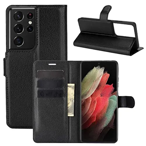 Wigento Für Samsung Galaxy S21 Ultra G998B Tasche Wallet Premium Schwarz Schutz Hülle Case Cover Etuis Neu Zubehör