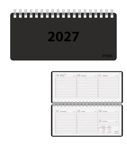 Livepac-Office Spiral-Taschenkalender 2027 / ca. 8 x 18 cm/Farbe: schwarz