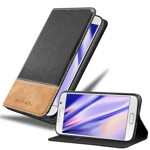 Produktbild Cadorabo Hülle kompatibel mit Samsung Galaxy S6 aus Premium Kunst Leder Flip Klappbare Stoßfeste Magnetische [Standfunktion] [Kartenfächern] Cover Hülle für Galaxy S6 Tasche in Schwarz