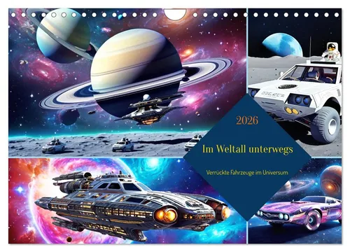 Im Weltall unterwegs - Verrückte Fahrzeuge im Universum (Wandkalender 2026 DIN A
