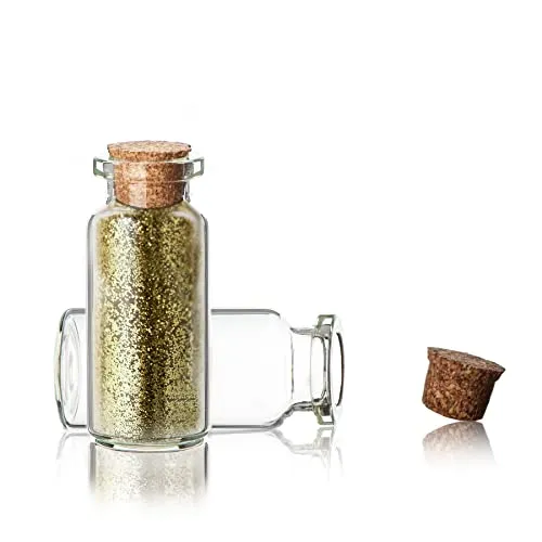 BigDean 40 Stück 10 ml Glasfläschchen mit Korken ca. 5x2cm - Ideal für Gewürze, Öl, Sand, Perlen, Pfeffer, Thymian- Super Geschenkidee & Dekoration - Robust & wiederverwendbar