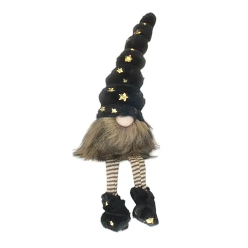 MACOSA HE6680_HE0656_HE0533 Kantenhocker Weihnachtswichtel 42 cm Stoff vers. Farben Dekowichtel Dekofigur Figur Weihnachtsmann Wichtel modern Weinachten Dekoration Weihnachtsdeko (Schwarz)