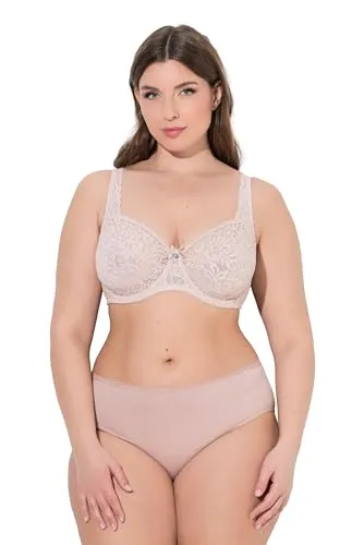 Ulla Popken Bügel-BH mit Blütenspitze in Beige und Orange 115G - Eleganter Bügel-BH mit modischer Blütenspitze, ideal für den täglichen Komfort. Mit gepolsterten Trägern und OEKO-TEX® zertifiziert für geprüfte Qualität.