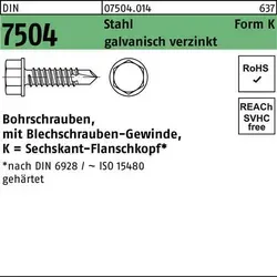 Reyher 1000er PACK Bohrschrauben DIN 7504 mit 6-kant-Flanschkopf K 3 - Selbstbohrschrauben aus galvanisch verzinktem Stahl, ideal für verschiedene Anwendungen mit einer praktischen Verpackungsgröße von 1000 Stück.