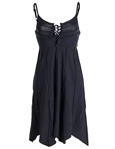 Vishes - Alternative Bekleidung - Leichtes Sommerkleid mit verstellbaren Trägern schwarz 40 (L)