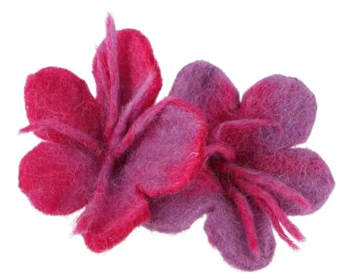 GURU SHOP Haargummi `Filzblume`, Handgefilzte Blüte Haarschmuck - Flieder/pink