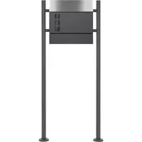 Produktbild ECD Germany Standbriefkasten Anthrazit/Silber mit Zeitungsfach