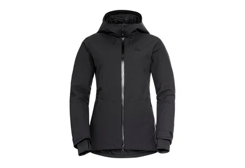 Odlo Ski Bluebird S-thermic Jacke für Damen - Schwarz XS - Damen Skijacken mit synthetischer Wärmeregulierung, wasserdicht und atmungsaktiv. Ideal für Skifahrerinnen, die Komfort und Sicherheit schätzen, dank RECCO Technologie und helmkompatibler Kapuze.