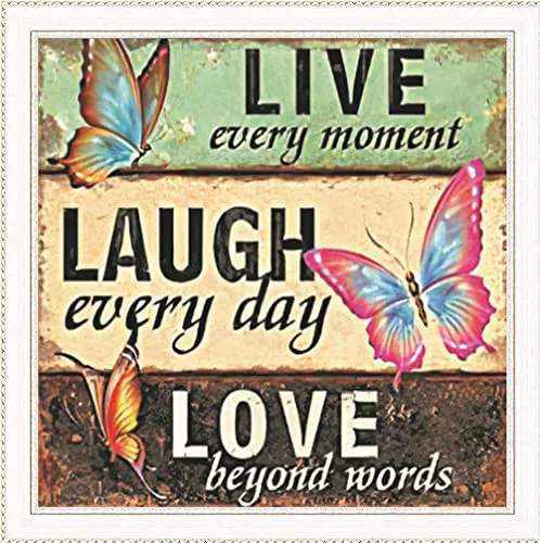 Kreuzstich-Set, 11-fädig, gestempelt, Meecaa Schmetterling Wort Liebe Stickset mit Zubehör, vorgedruckt (36 cm x 36 cm) (Wort)