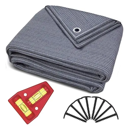 Smartpeas Vorzeltteppich 300x500 cm - Camping Outdoor Teppich Blau/Grau - Camping Vorzeltteppich ist Aus Polyethylen (HDPE) Mit Edelstahl-Ösen Robust und Waschbar