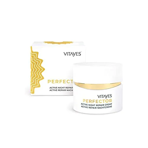 Vitayes Perfector Nachtcreme – Vegane Anti-Aging Gesichtscreme mit Hydrasalinol & Repair Complex – Feuchtigkeitspflege gegen Falten & trockene Haut – 50 ml