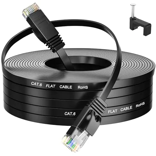 Produktbild MEIPEK Internetkabel 30 Meter Cat 6, Flach Wlan Kabel High Speed Netzwerkkabel Dünn Lankabelverlaengerung 30m Gigabit Ethernetkabel Schwarz Lan Kabel Rj45 Patchkabel für Router Modem
