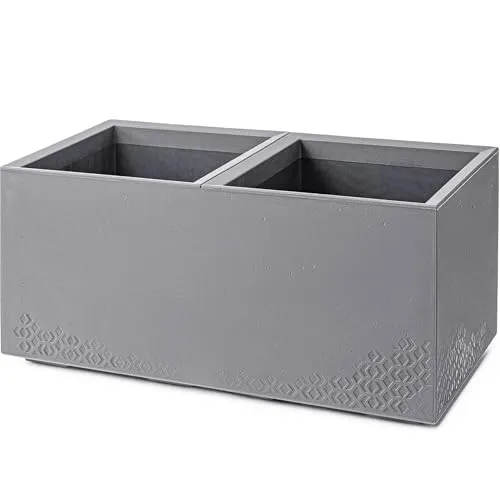 KONZEPT Pflanzkübel groß auf Rollen, 100% recyceltes Material - Übertöpfe in Beton-Optik, 80x40x40 cm, mit integriertem Bewässerungssystem und mühelos bewegbar – ideal für Garten, Balkon und Terrasse.