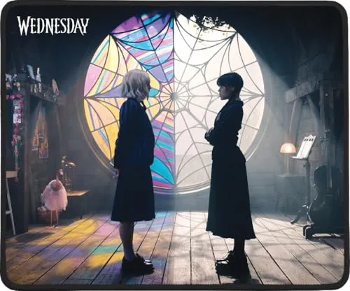 Konix Wednesday Gaming-Mauspad 32 x 27 cm - rutschfeste Mikrofaser-Oberfläche - Gummi - Spinnenmuster - Schwarz