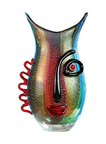 GILDE GLAS art Vase - Stilvolle Glasvase für modernes Wohnen - Vasen - Einzigartige handgefertigte Glasvase in modernem Design mit leuchtenden Farben und erhabener Oberfläche, perfekt als Deko-Highlight für Ihr Zuhause.