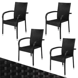 Casaria Gartenstuhl - Wetterfest und Stapelbar für Outdoor - Stapelbarer Gartenstuhl aus wetterfestem Polyrattan mit 160kg Belastbarkeit. Ideal für Garten, Terrasse oder Balkon - bequem und funktional für gesellige Runden oder entspannte Stunden.