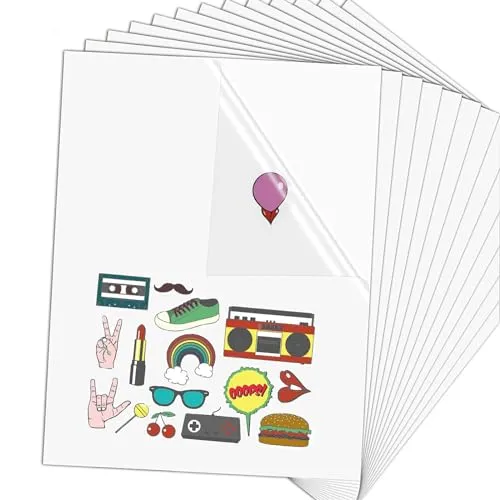 Produktbild Blatt Sticker papier zum Bedrucken,A4 Inkjet-Vinyl-Aufkleber,Selbstklebend Folie Druckpapier, PREMIUM Vinyl Aufkleberfolie 100% klar Selbstklebend, für Laserdrucker & Tintenstrahldrucker 25