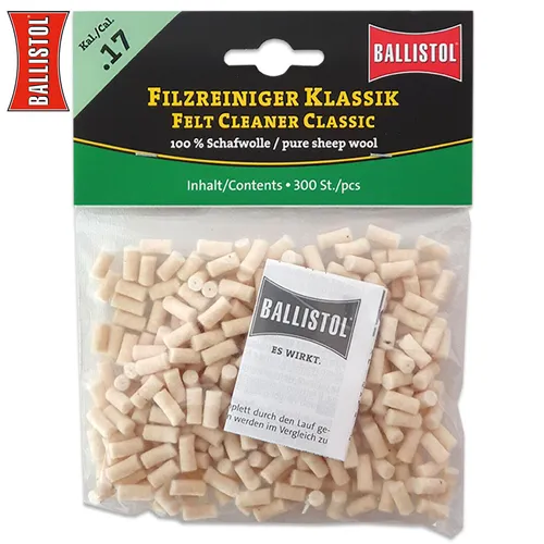 Ballistol Filz Reiniger Klassik Schafwolle Reinigungspfropfen Kal. 17 300Stk
