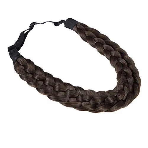 TOECWEGR Haarband Geflochten 5 Stränge Braids Haargummi Klassisches klobiges Elastisches synthetisches Stirnband Damen Beauty Accessoires (B02)