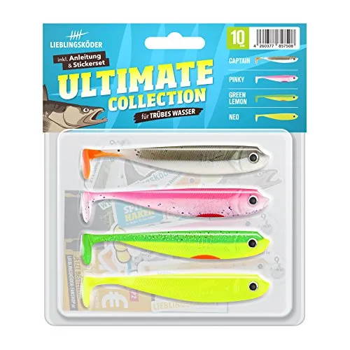 Lieblingsköder Gummifische zum Zanderangeln mit Gummifisch 10 cm, Farbe Lieblingsköder:Ultimate Collection trübes Wasser 4