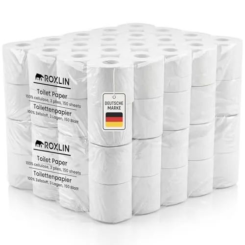 Roxlin Premium Toilettenpapier, 3-lagig, Ultraweich, Saugstark, Hautfreundlich, Hypoallergen, Reißfest, Luxuriöses Design (24)