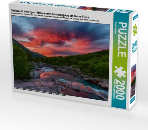 Calvendo Sehnsucht Norwegen - Brennender Sonnerungang am Svåne Fluss 2000 Teile Puzzle quer 900x670mm, Sattler Stefan; 7405028