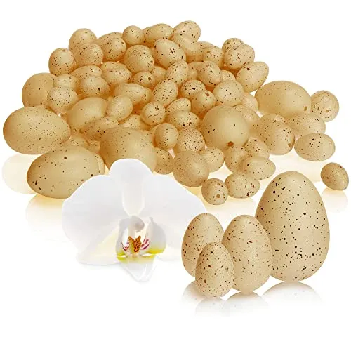 com-four® 96x Ostereier als Osterdekoration - Deko-Ostereier mit natürlich wirkender Musterung - künstliche Vogeleier in Vier Größen (braun - 96 Stück)