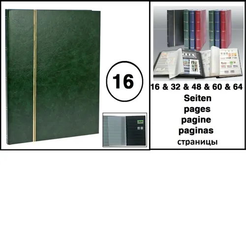 Briefmarkenalbum-Grün-A4-Einsteckbücher-16-schwarze-Seiten-LOOK-1158-3