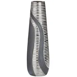 Xxxl Bodenvase Sevilla, Grau-Silber - Stilvolle Keramik-Bodenvase in Grau und Silber, rund, 14x49x14 cm, ideal für frische Blumen und dekorative Akzente in jedem Raum.