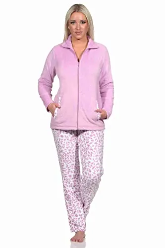 Normann Damen Hausanzug Homewear aus Coralfleece im Animal Look - Schlafanzüge für Damen, kuschelig warm aus hochwertigem Coral Fleece, ideal für gemütliche Stunden zu Hause und zeitlos elegant im Animal Look.