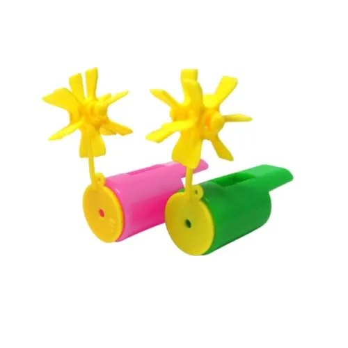 ATC Handels GmbH Windmühlenpfeife 12er Set, Luftstrompfeife, Windräderpfeife als Wertvolles Intrument für Sprach- und Atemübungen (grün und pink)