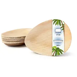 onlyleaf Palmblatt Teller 17cm - 100 Stück Einweggeschirr - Umweltfreundliche Party-Deko aus robustem Palmblatt, 100% kompostierbar und ideal für stilvolle Veranstaltungen im Freien.