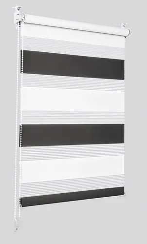 Doppelrollo Klemmfix schwarz/weiß 30x130cm Seitenzugrollo ohne Bohren Seitenzug