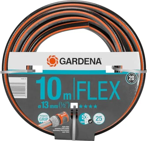 Gardena Comfort FLEX Schlauch 13 mm (1/2 Zoll), 10 m - Flexibel und formstabil - Gartenschlauch mit Power-Grip-Profil für optimale Haltekraft und einfache Handhabung. UV-beständig und schadstofffrei, ideal für vielseitigen Einsatz im Garten.