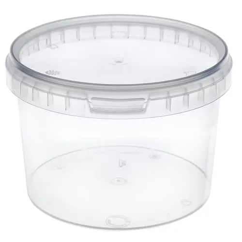 Garronda Eimer mit Deckel 0,5 L für die Lagerung von Lebensmittel- und Chemischen Produkten Transparent 100 Stück GD-0111