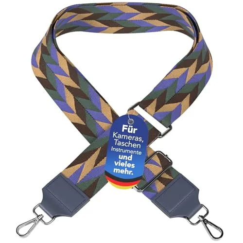 EAZY CASE - Verstellbarer Taschengurt, Ersatz Schultergurt für Handtaschen, Schulterriemen für Umhängetaschen, breiter Taschenriemen für Taschen und Tragetaschen, DIY Taschenband, Mixed Blau/Grün