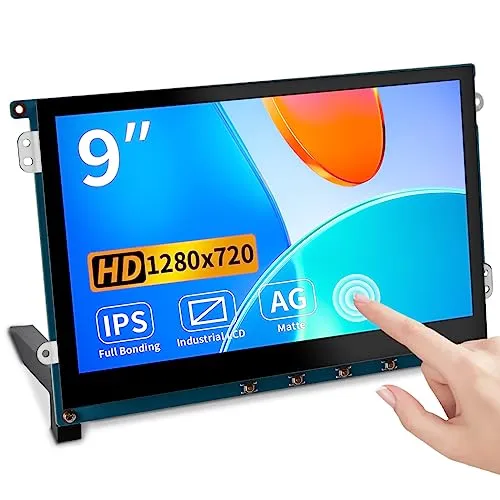 Magedok Raspberry PI Touchscreen Monitor, 9 Zoll Mini HDMI Display,1280 x 720/ Anti-Glare/Optical Bonding Capacitive Screen/IPS /600 lumens/Wall Mount Holes/Portable Monitor