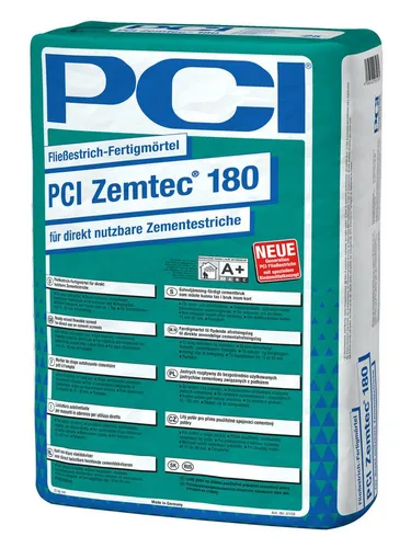 Fließestrich PCI Zemtec 180 25 kg - Hochleistungszementestrich - Mörtel, Putz, Zement & Gips - Pumpfähig, schnell abbindend und bereits nach 2 Tagen voll belastbar, ideal für Innen- und Außenanwendungen.