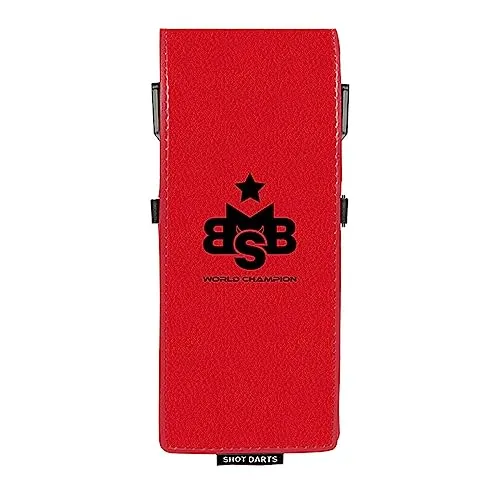 Shot! Dart Case Michael Smith Bully Boy Drop In Case Darttasche Wallet Aufbewahrung für 1 Dartset und Zubehör wie Flights und Schäfte (Rot)